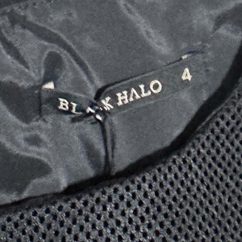 Black Halo NWT Black Mixed Media Mesh Hem Cocktail Sz‎ 4 LBD Formal Chic Evening - Picture 9 of 13